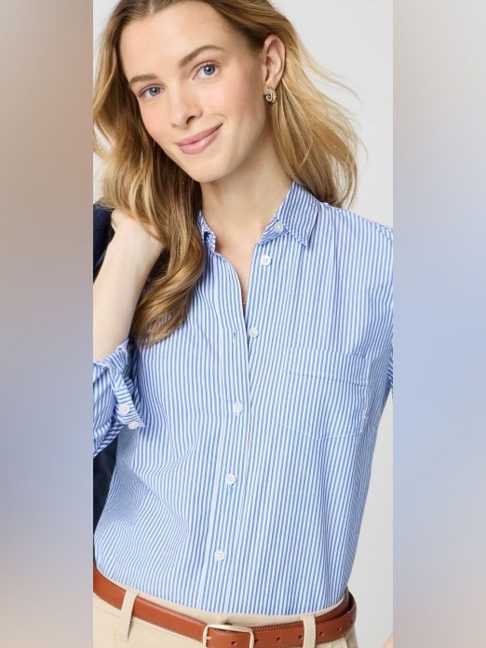 J. Crew Factory Regenerative Cotton Blend Button Up Poplin Top Size Small